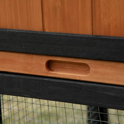 Wooden Rabbit Hutch, 69", with Run Box, Slide-out Tray, Ramp, Black Rabbit Hutch at Gallery Canada