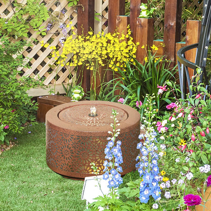 Outdoor Water Fountain with LED Lights, 10" Tall, Adjustable Flow, Brown Water Fountains at Gallery Canada