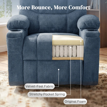 Electric Lift Recliner Chair, Massage, Side Pockets, Cup Holders, Remote, Blue Electric Power Lift Chairs at Gallery Canada