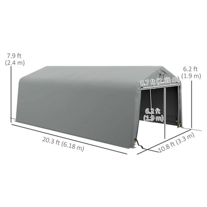 11' x 20' Portable Garage, Heavy Duty Carport, Grey Car Shelters at Gallery Canada