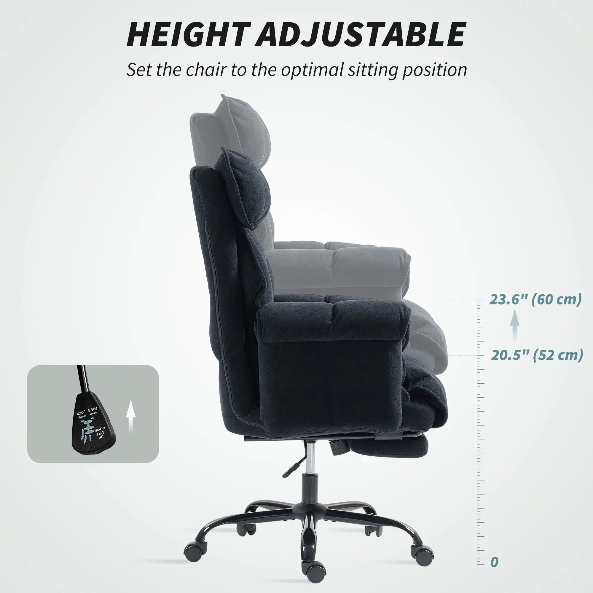 Ergonomic Desk Chair with Footrest, Adjustable Backrest, Lumbar Support, Black Executive & Manager Chairs at Gallery Canada