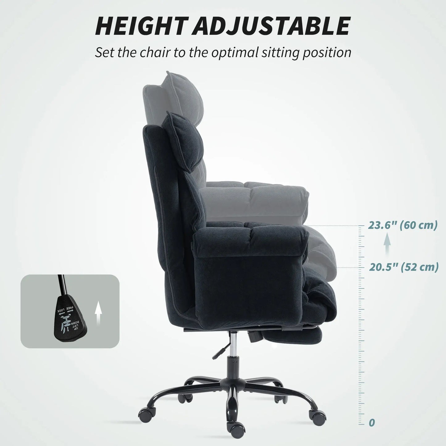 Ergonomic Desk Chair with Footrest, Adjustable Backrest, Lumbar Support, Black Executive & Manager Chairs at Gallery Canada