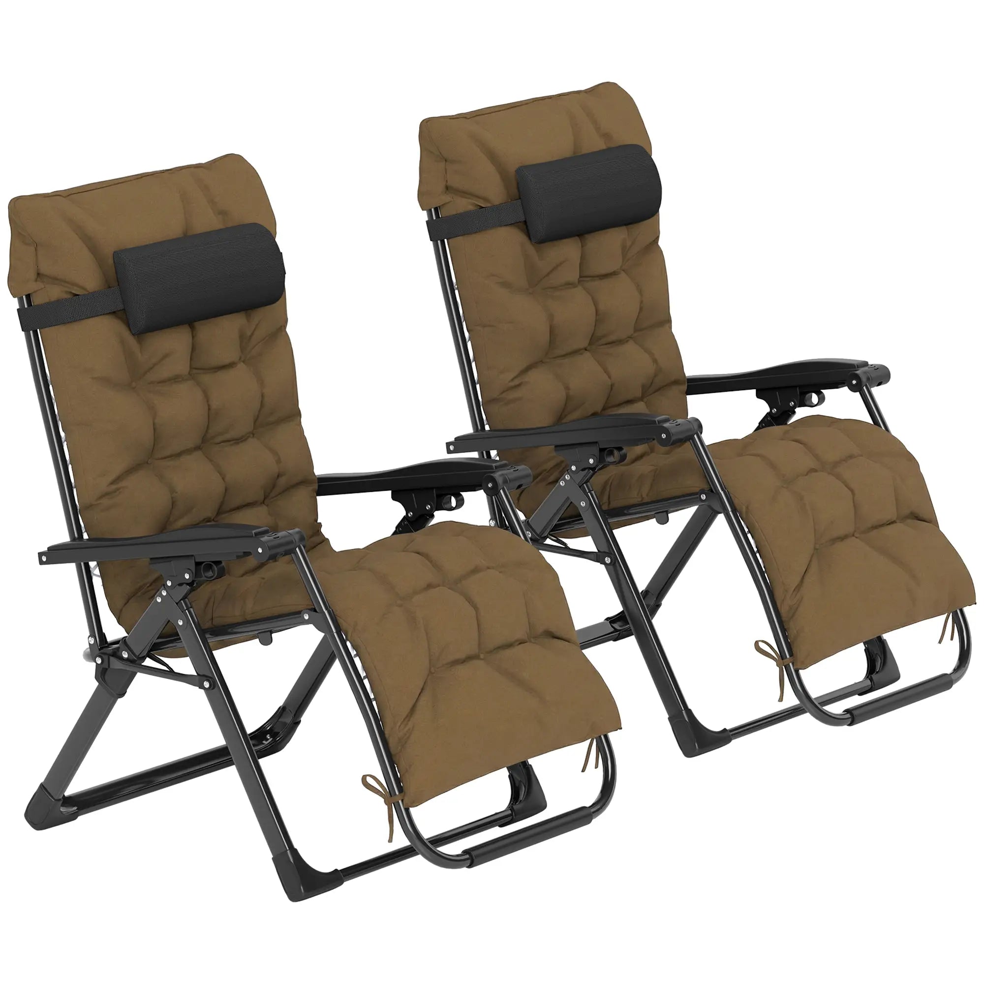 Folding Garden Chairs Set Of 2, Reclining Zero Gravity, Khaki Lounger Chairs Khaki at Gallery Canada