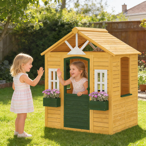Wooden Kids Playhouse, Outdoor Garden, Indoor Playroom, Ages 3-8