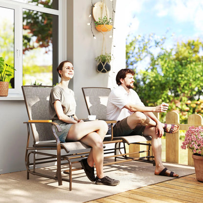 2-Person Glider Bench, Outdoor Mesh Loveseat with Table Outdoor Gliders at Gallery Canada