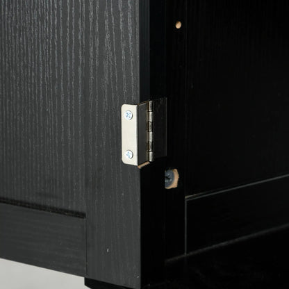 72.5" Freestanding Kitchen Pantry, 4 Doors, Black Kitchen Pantry Cabinets at Gallery Canada
