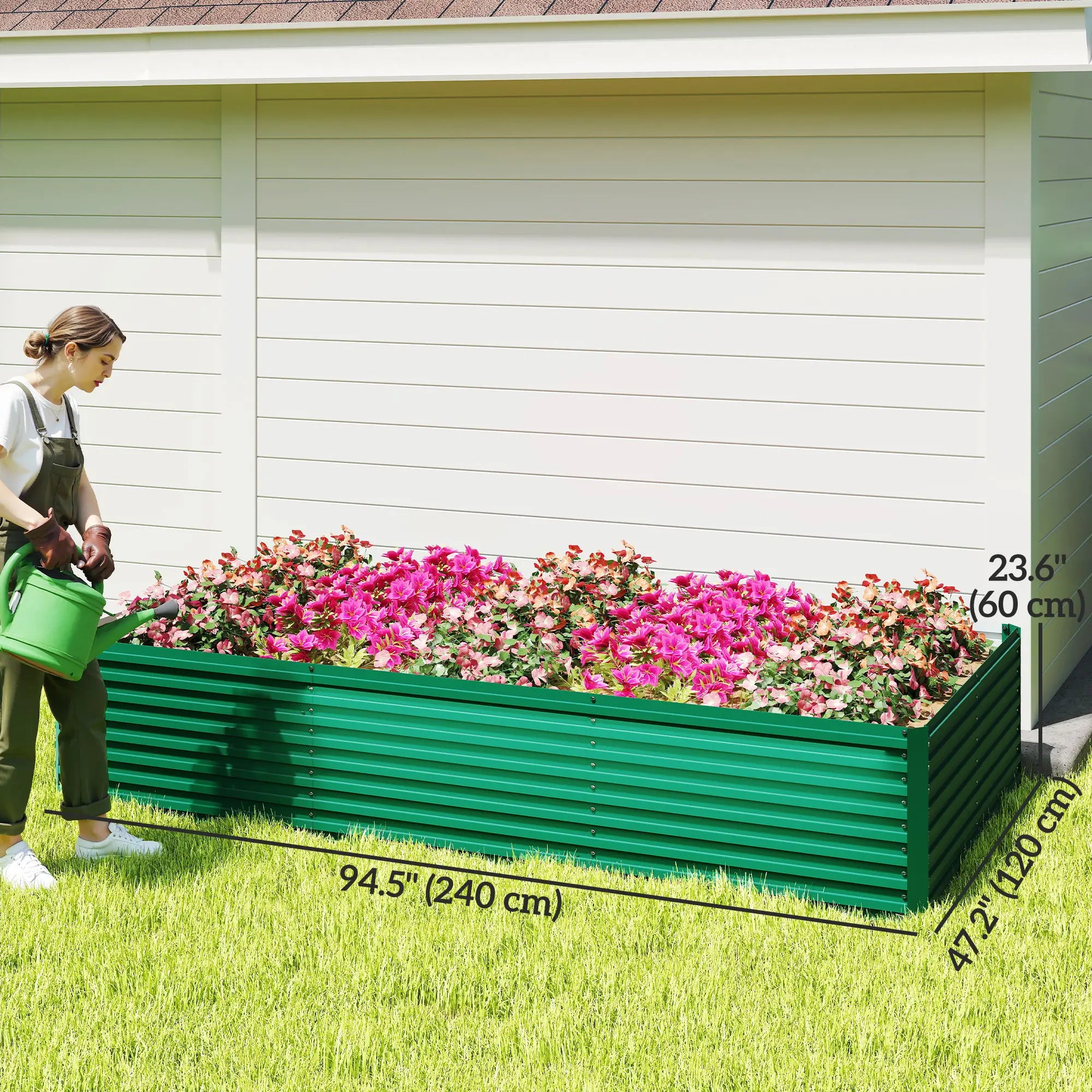 8' x 4' x 2' Raised Garden Bed, Galvanized Planter Box, Green Raised Garden Beds at Gallery Canada