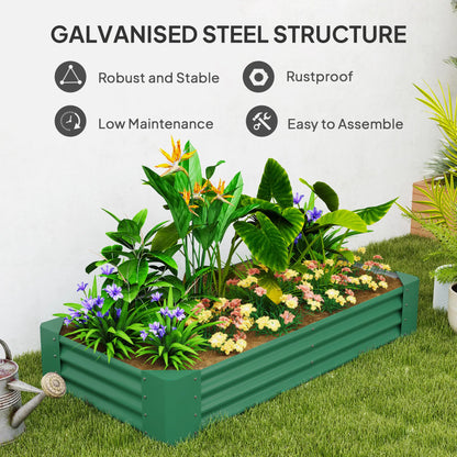 6 x 3 x 1ft Galvanized Raised Garden Bed, Reinforced Outdoor Planter Box, Green
