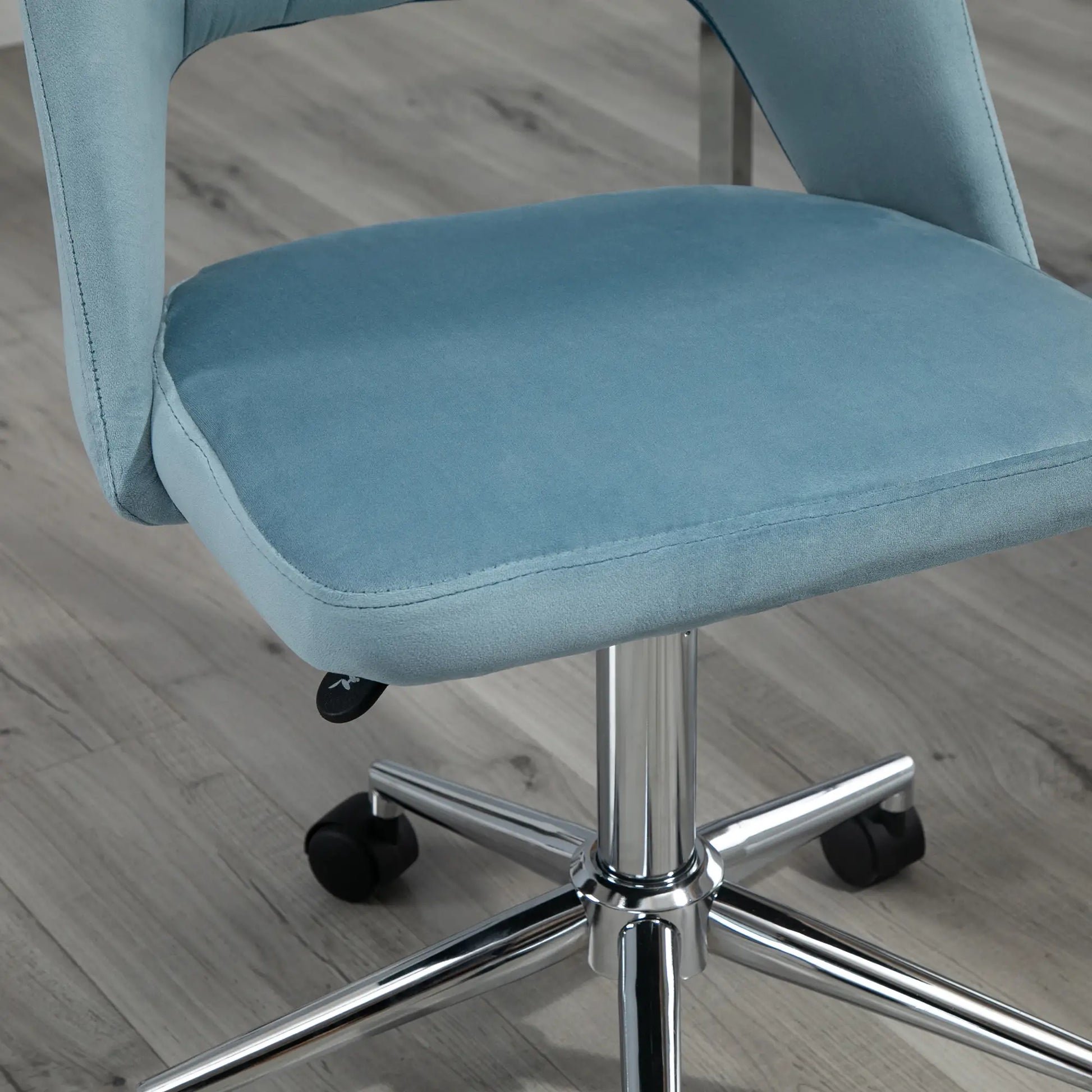 Mid Back Office Chair, Velvet Fabric, Swivel, Scallop Shape, Sky Blue Office Chairs at Gallery Canada