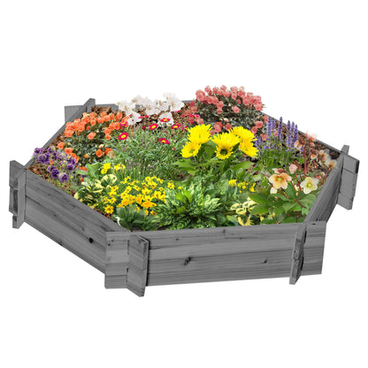 39" x 36" Hexagon Planter Box, Raised Garden Bed, Grey Wooden Planter Boxes at Gallery Canada