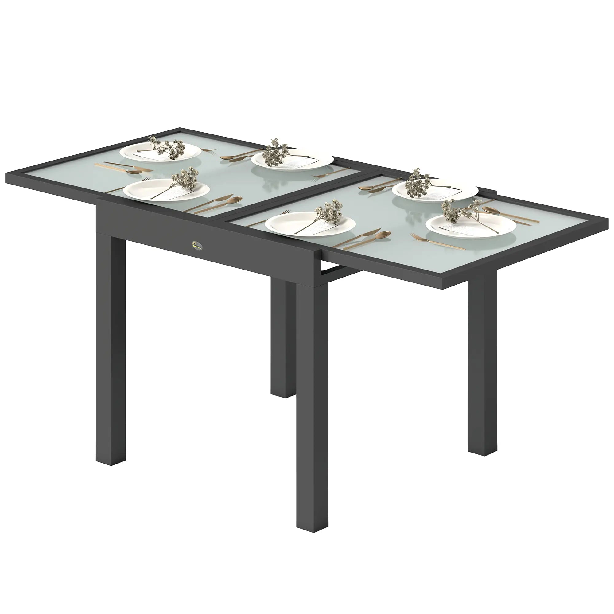 Extendable Patio Dining Table, Clear Patio Dinning Tables Black, Clear at Gallery Canada