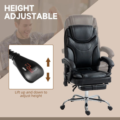 6 Point Vibration Massage Office Chair, PU Leather, Heated, Black Massage Chairs at Gallery Canada