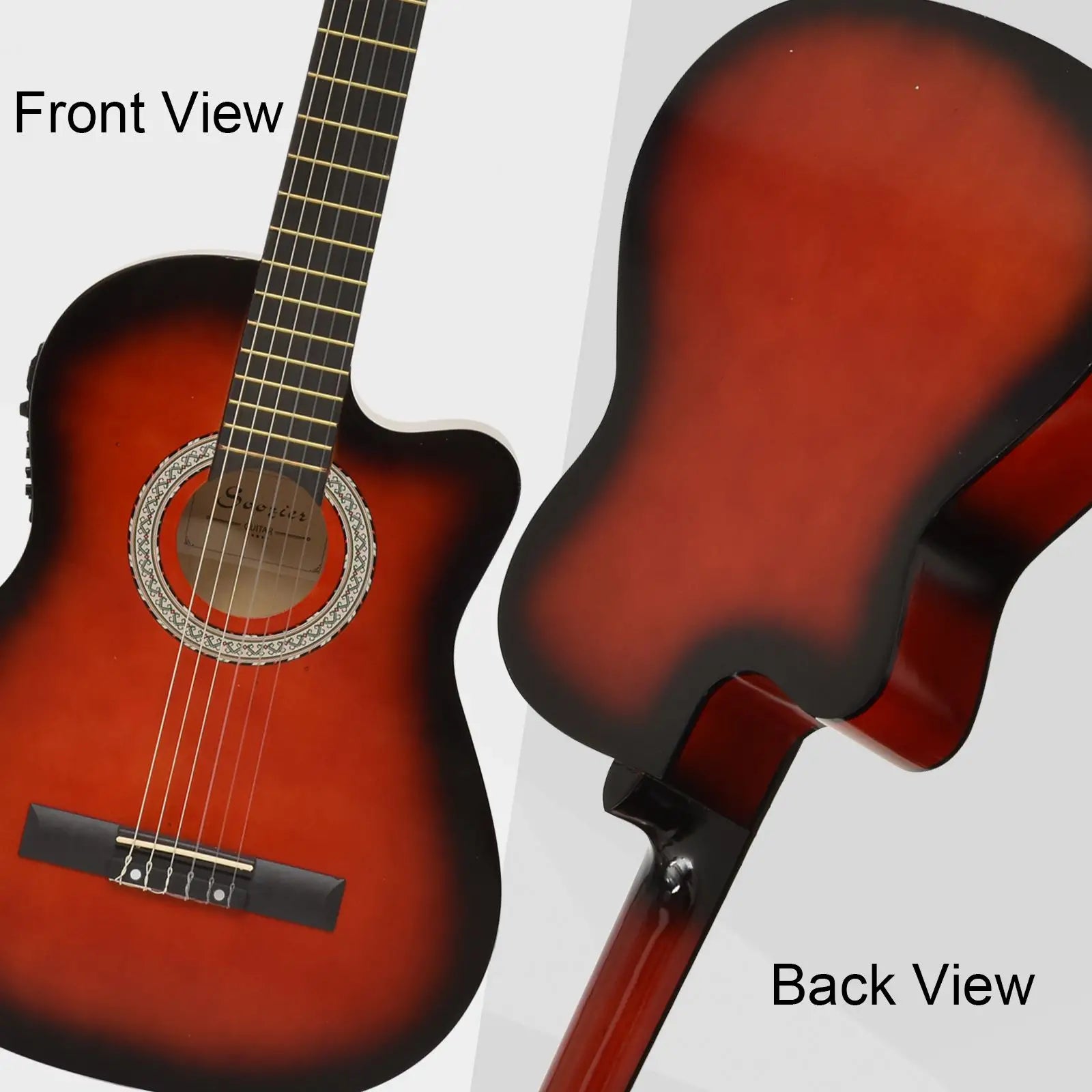 39.5 Inch Acoustic Electric Guitar, Beginner Set, Wine Red Electronic Musical Pianos at Gallery Canada
