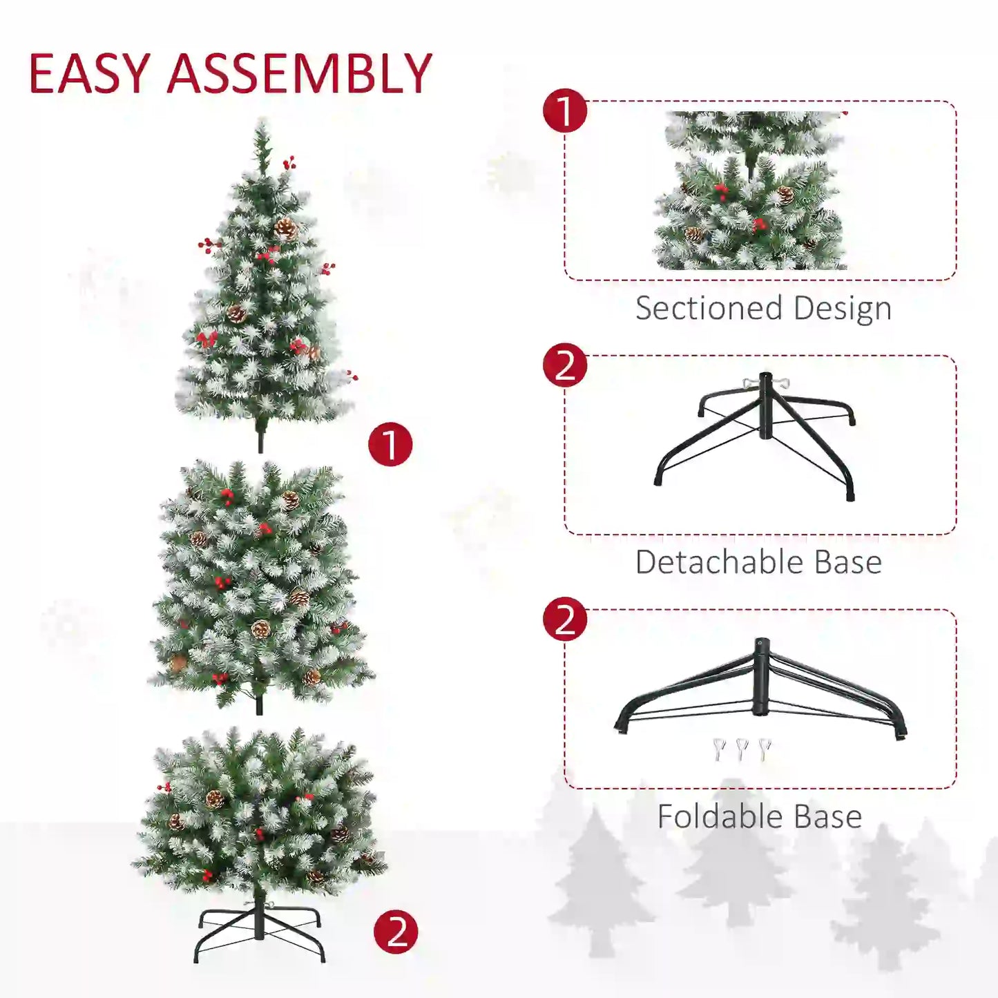 6 ft Pre-Lit Christmas Tree, LED Lights, Pine Cones, Red Berries Pencil Christmas Trees at Gallery Canada