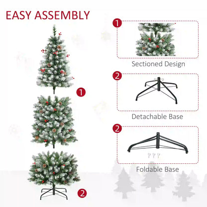 6 ft Pre-Lit Christmas Tree, LED Lights, Pine Cones, Red Berries Pencil Christmas Trees at Gallery Canada