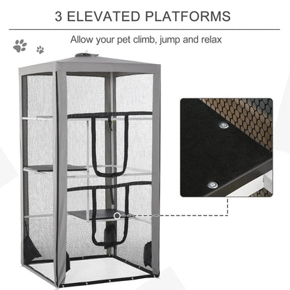 79" Cat Cage, Large Outdoor Kitten House, Indoor Pet Kennel, Grey Outdoor Cat Enclosures at Gallery Canada