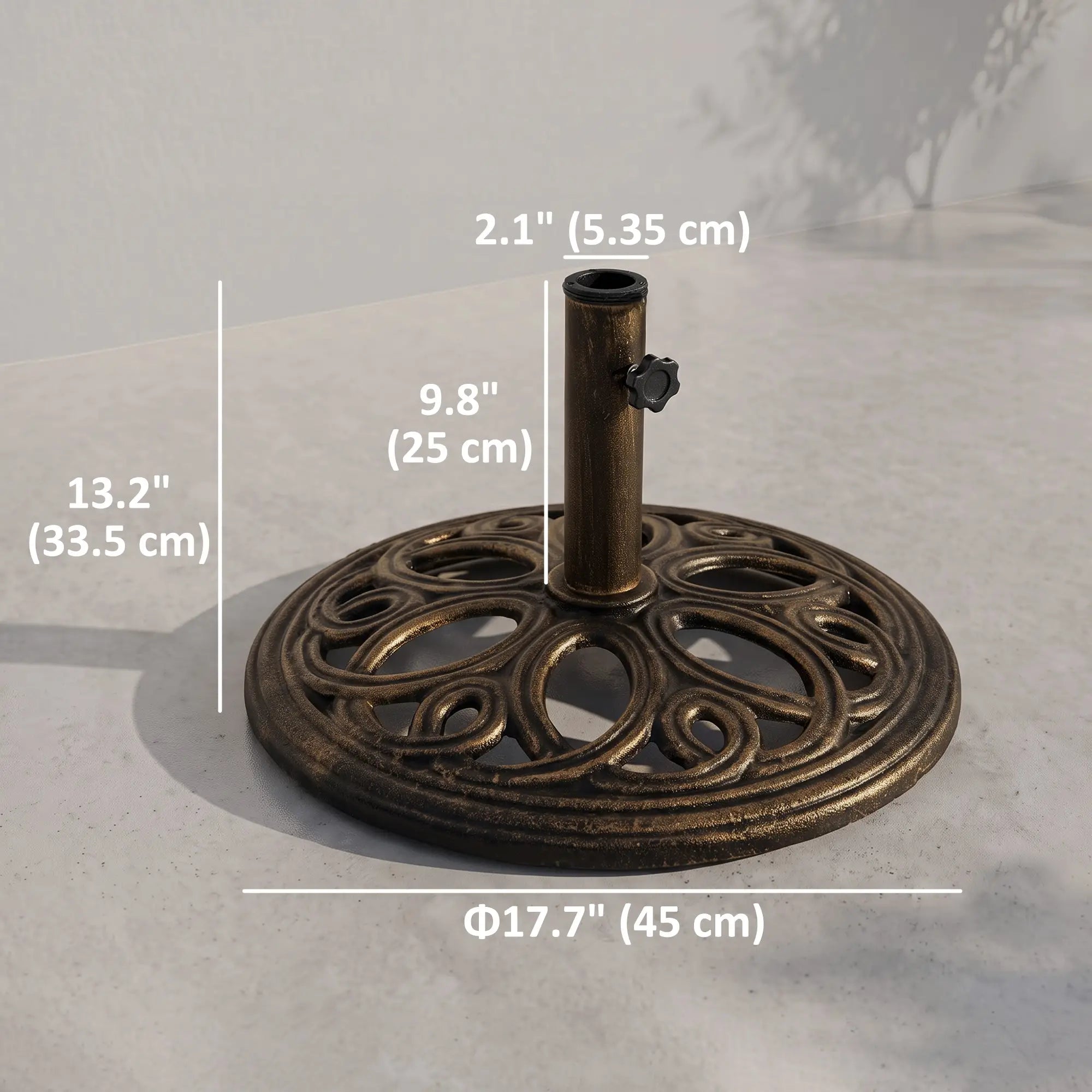 Round Cast Iron Umbrella Base Stand, Outdoor, Fit Dia. 1.5