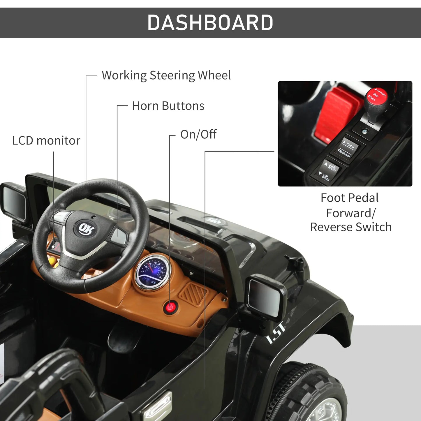 12V Kids Electric Toy Car, Jeep Power Wheels, Remote Control, Black Electric Toy Cars at Gallery Canada