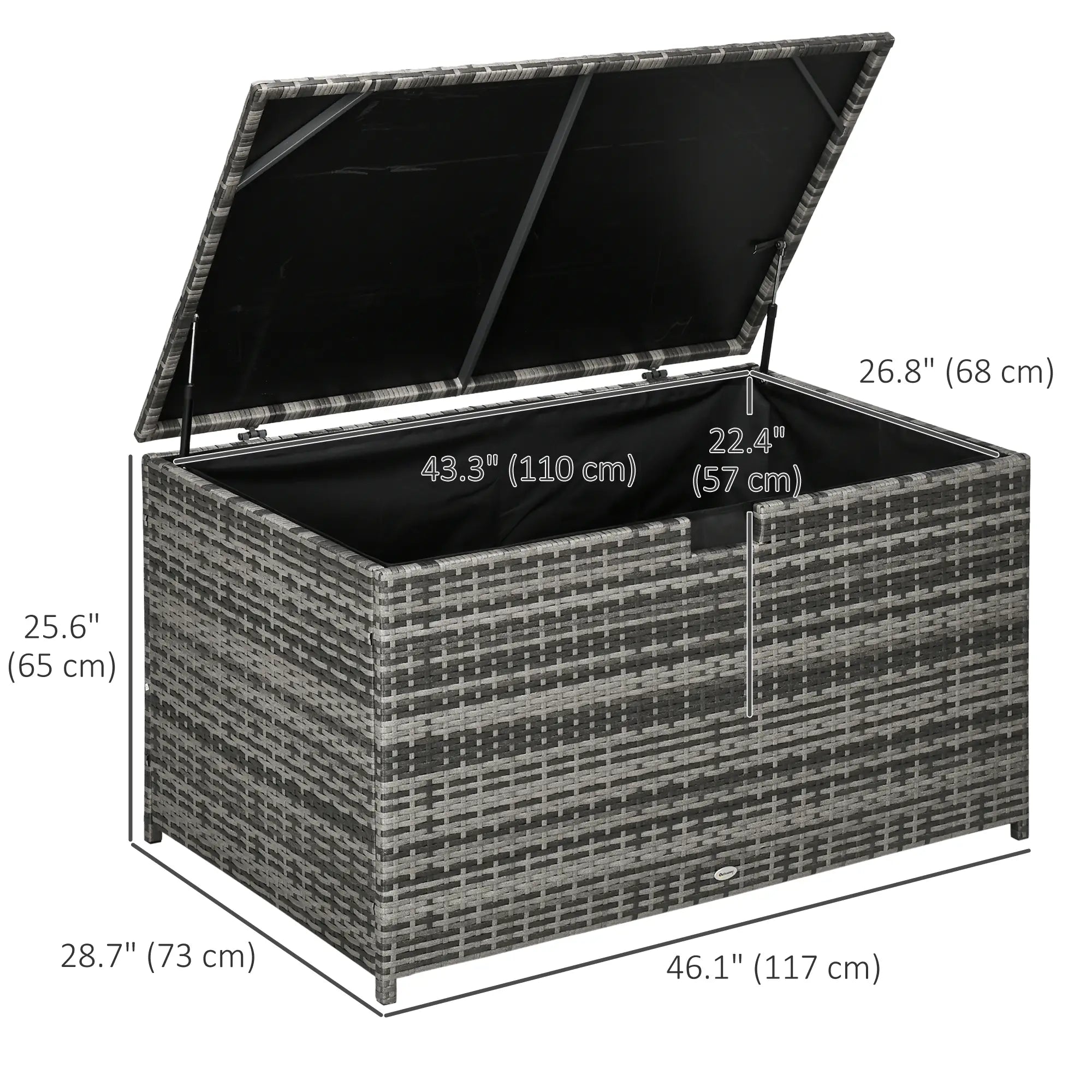 113 Gallon Outdoor Storage Box, Rattan Deck Box, Grey Patio Storage Boxes at Gallery Canada