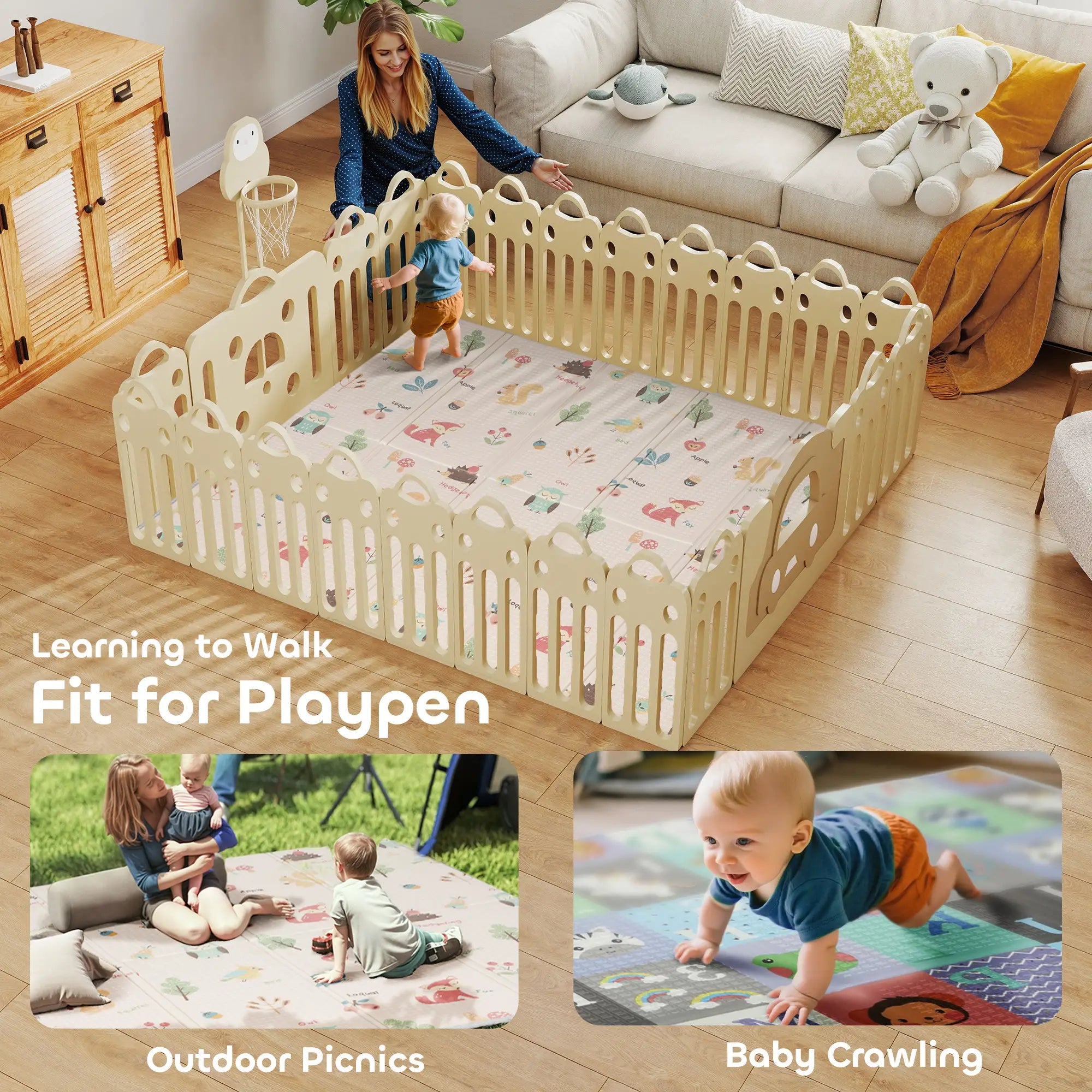 Foldable Baby Play Mat, Reversible Foam Crawling Mat, Toddler Nursery Kids Gym & Playmats at Gallery Canada