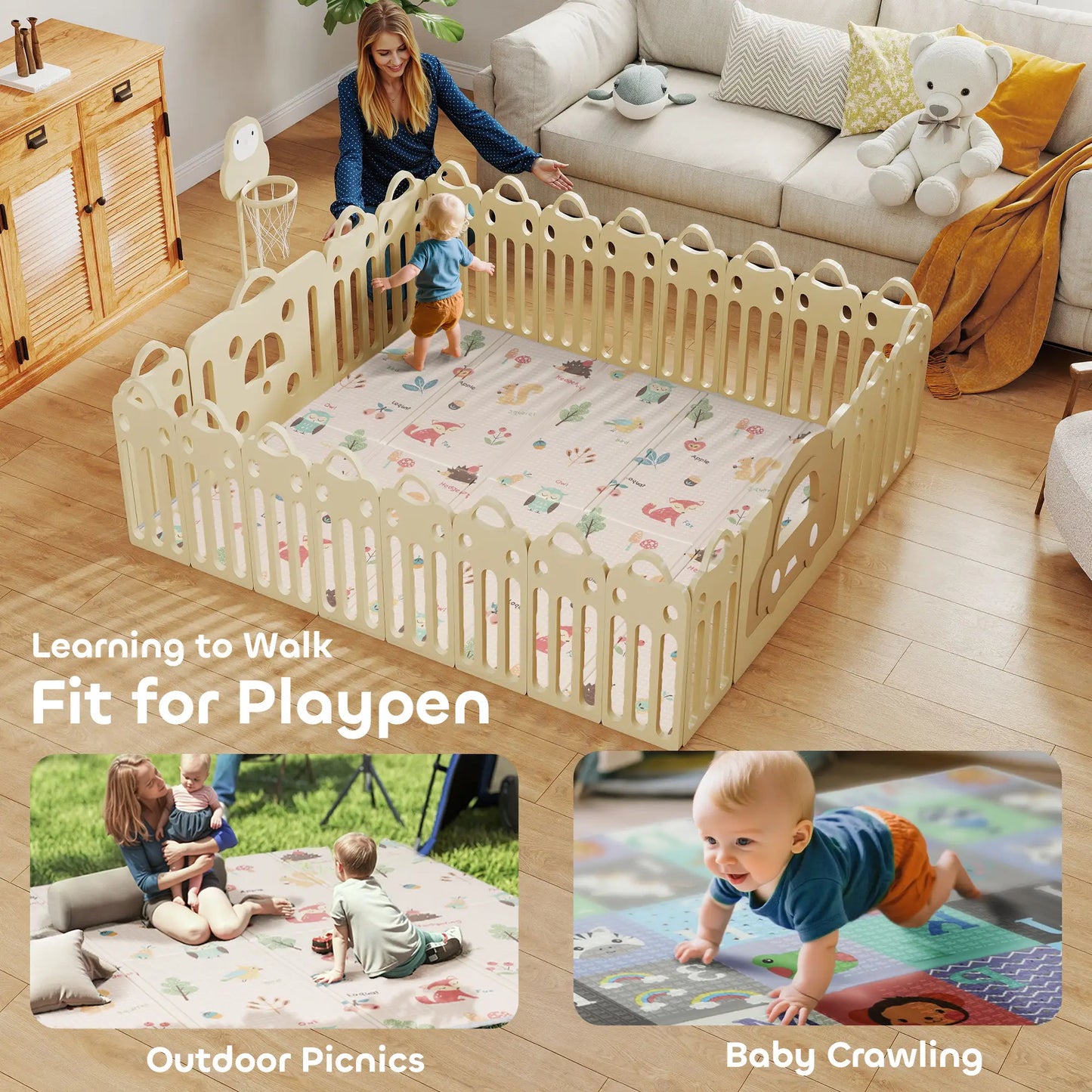 Foldable Baby Play Mat, Reversible Foam Crawling Mat, Toddler Nursery Kids Gym & Playmats at Gallery Canada