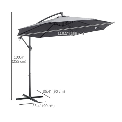 10ft Offset Patio Umbrella with Base, Crank, Grey Cantilever Umbrellas at Gallery Canada