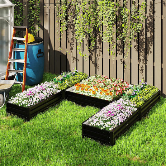 Steel Raised Garden Bed, 8x8x1ft, Set of 5 Large Planters, Black Galvanized Planter Boxes Black at Gallery Canada