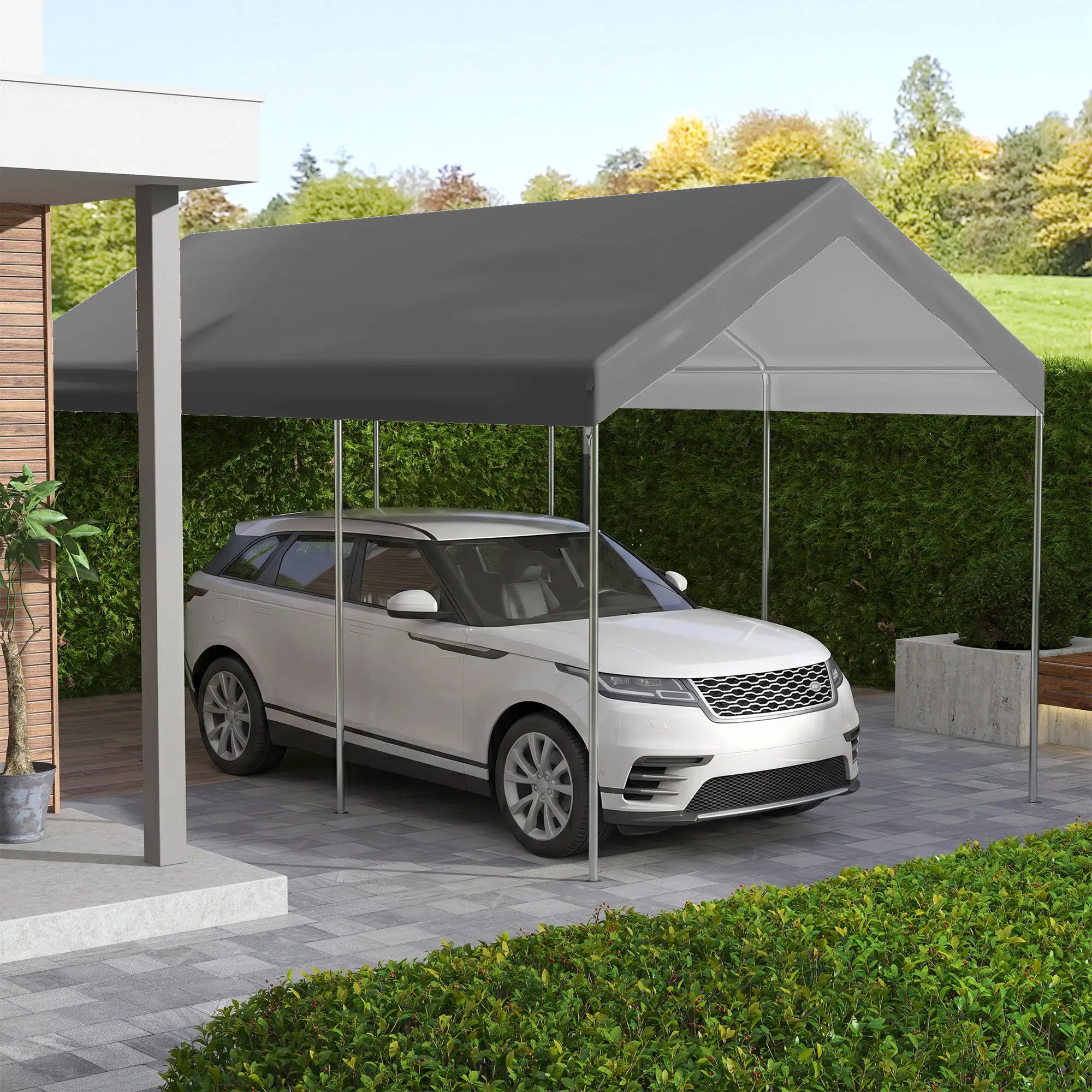 10 x 20ft Carport Canopy, UV Resistant, Dark Grey Gazebo Canopy Replacement at Gallery Canada