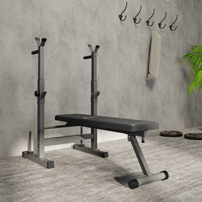 Adjustable Weight Bench, Foldable with Barbell Rack, Dip Station, Black and Grey Weight Benches at Gallery Canada