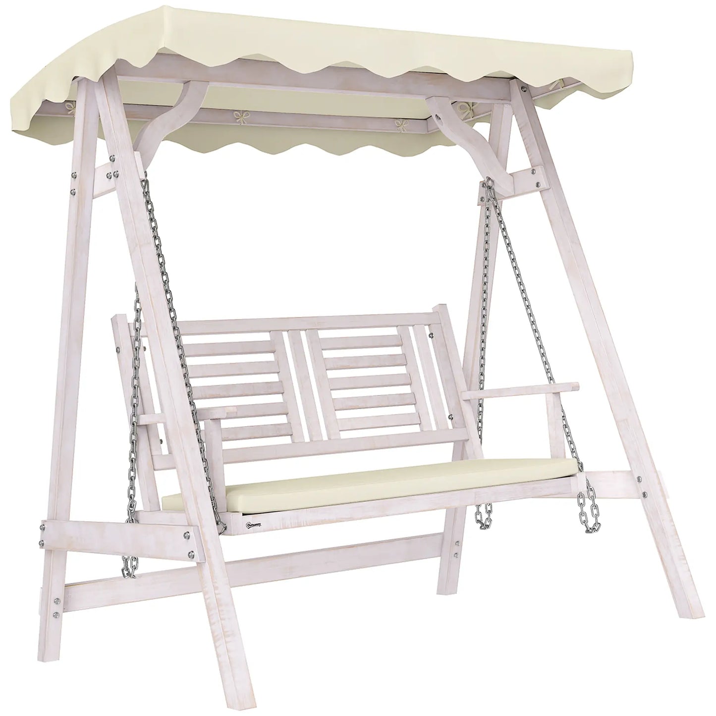 2 Seater Patio Swing with Stand, Canopy, Cushion, Wooden Bench Patio Swings with Stand at Gallery Canada