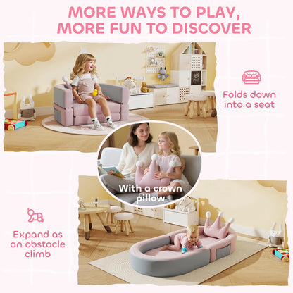 3-In-1 Convertible Climbing Toys For Toddlers With Crown Cushion, Pink