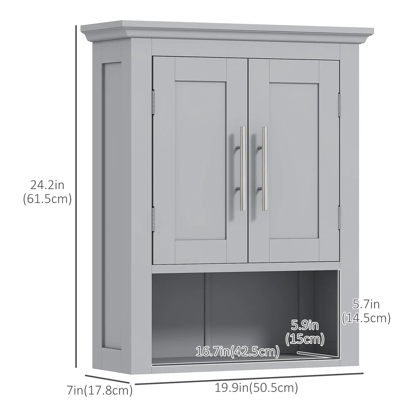Bathroom Wall Cabinet, Medicine Storage with Shelf, Grey Wall Mounted Cabinets at Gallery Canada