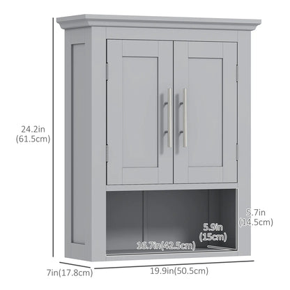 Bathroom Wall Cabinet, Medicine Storage with Shelf, Grey Wall Mounted Cabinets at Gallery Canada