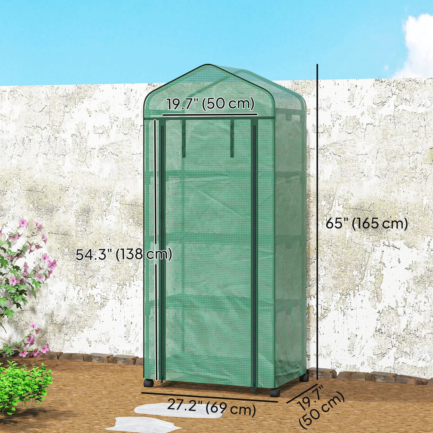 Portable Greenhouse, 4 Tier Shelves, PE Cover, Green Walk In Greenhouses at Gallery Canada