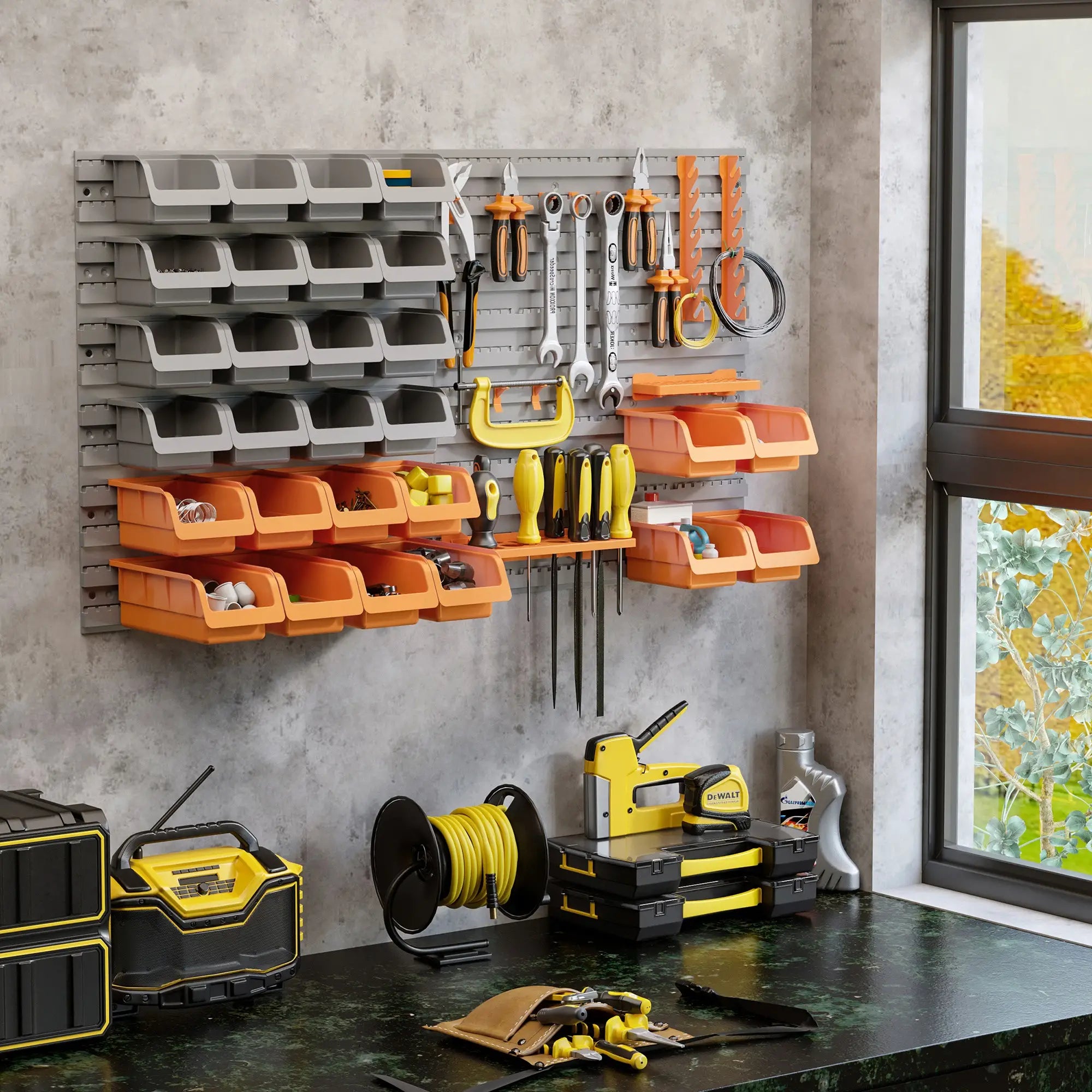 44PC Wall Mounted Storage Bins, Pegboard with Hooks, Garage Organizer, Orange Tool Organizers at Gallery Canada