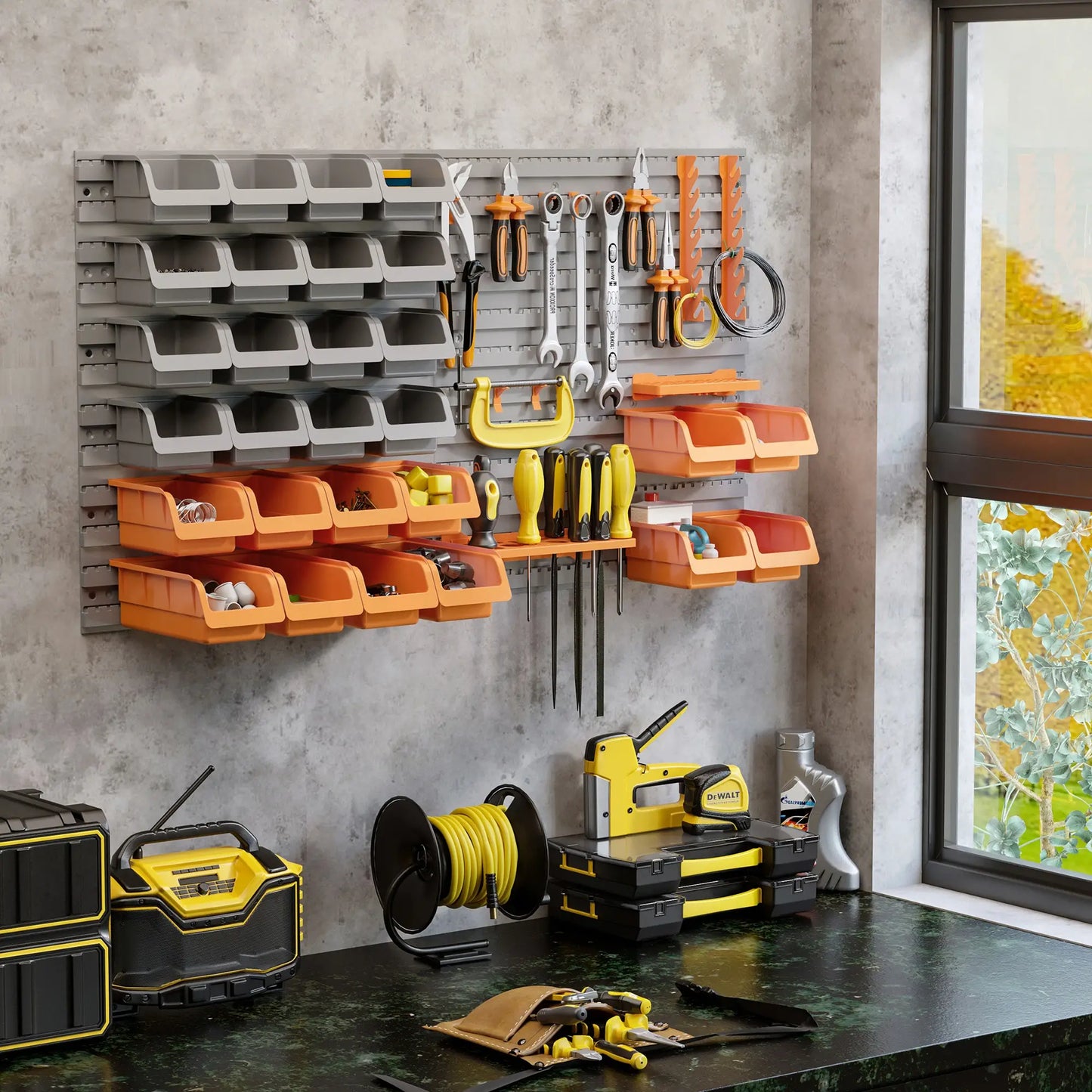 44PC Wall Mounted Storage Bins, Pegboard with Hooks, Garage Organizer, Orange Tool Organizers at Gallery Canada