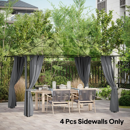Gazebo Replacement Sidewalls, 4-Panel Privacy Wall, 10' x 12', Dark Grey