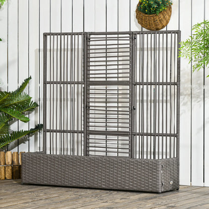 Raised Garden Bed with Lattice Trellis, Rattan Planter with Storage, Grey Raised Garden Beds at Gallery Canada