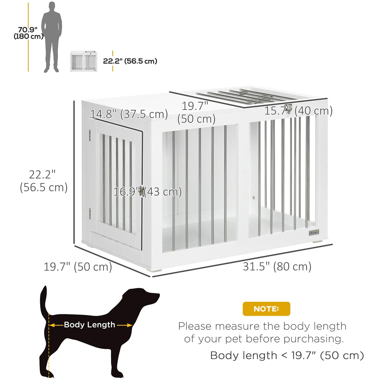 31.5" Dog Crate Furniture, Double Doors, Medium Dogs, White Houses, Kennels & Pens at Gallery Canada