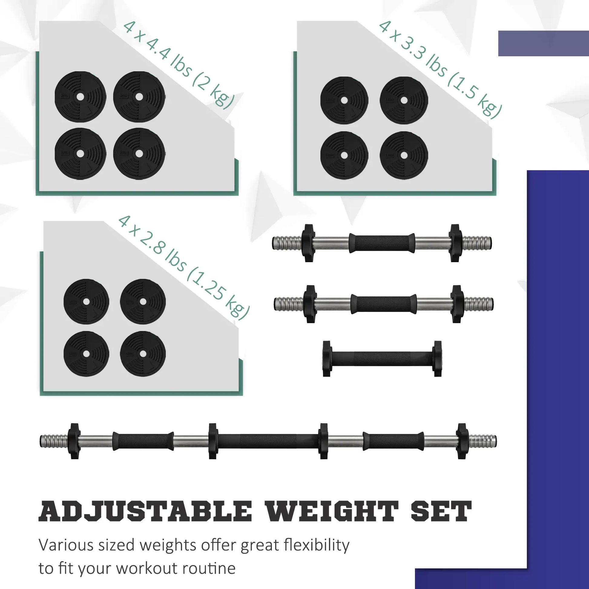 44LBS Adjustable Barbell Dumbbells Set, Non-Slip Handles, Home Gym Dumbbells & Barbells at Gallery Canada