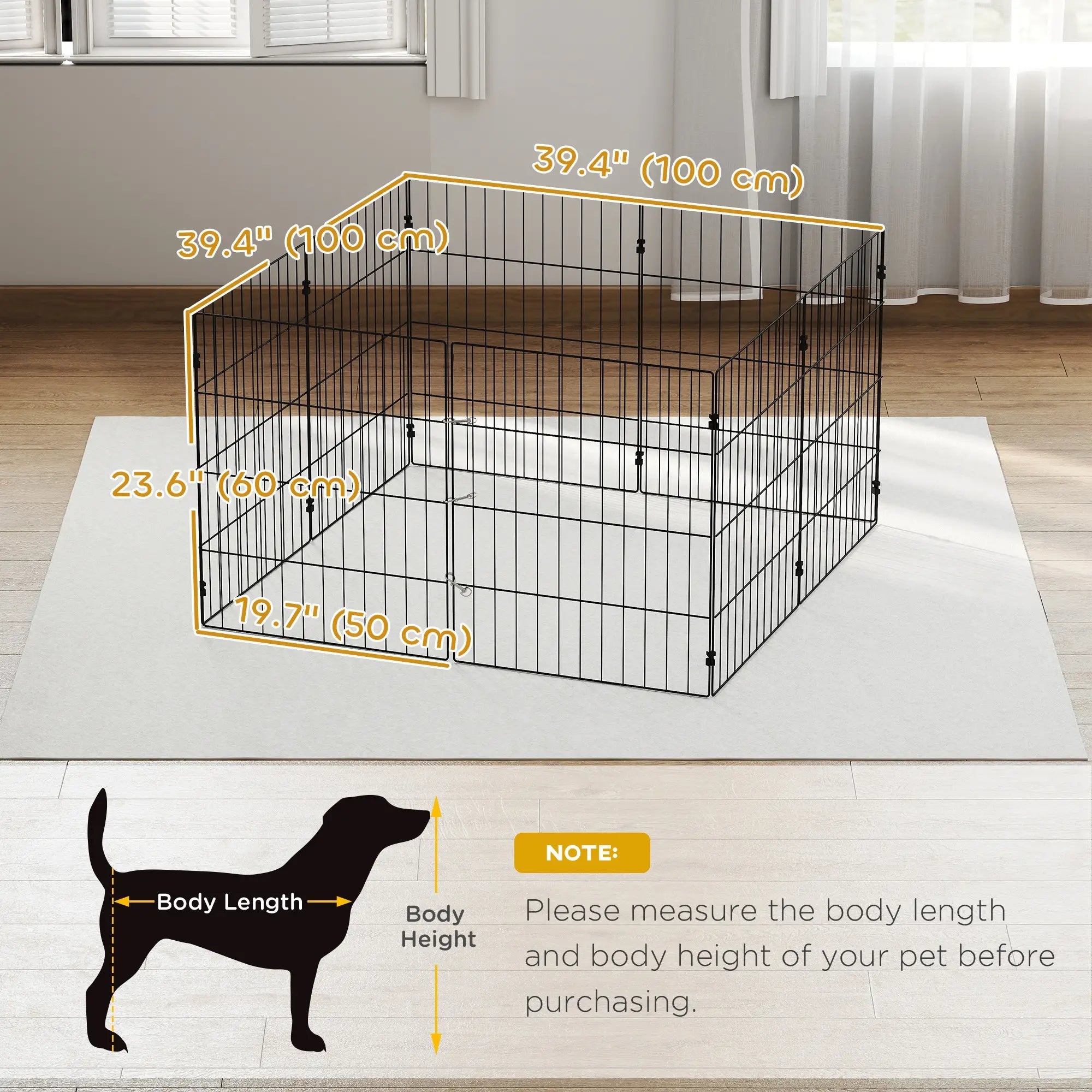 Foldable Metal Dog Playpen, Expandable Pet Fence, 20