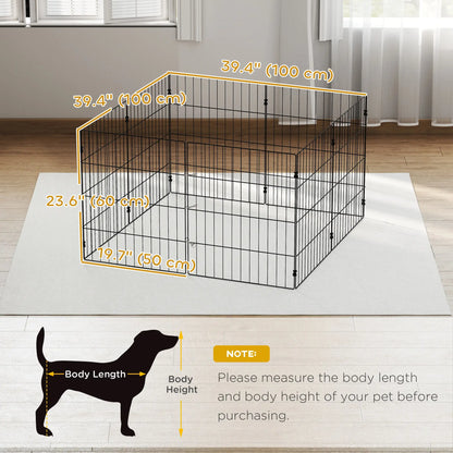 Foldable Metal Dog Playpen, Expandable Pet Fence, 20" x 24", 8 Panels, Black Dog PlayPens at Gallery Canada