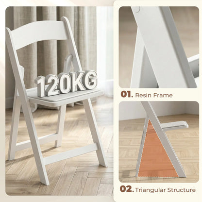 4 Pack Folding Chairs, Foldable Resin Chair with Padded Seat, Portable Indoor Outdoor Seat for Office Events Dining Dining Chairs at Gallery Canada