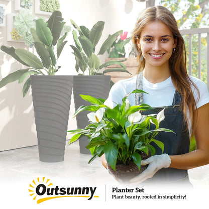 29" Tall Stackable Planters, Set of 2, Indoor Outdoor, Black Planter Set at Gallery Canada