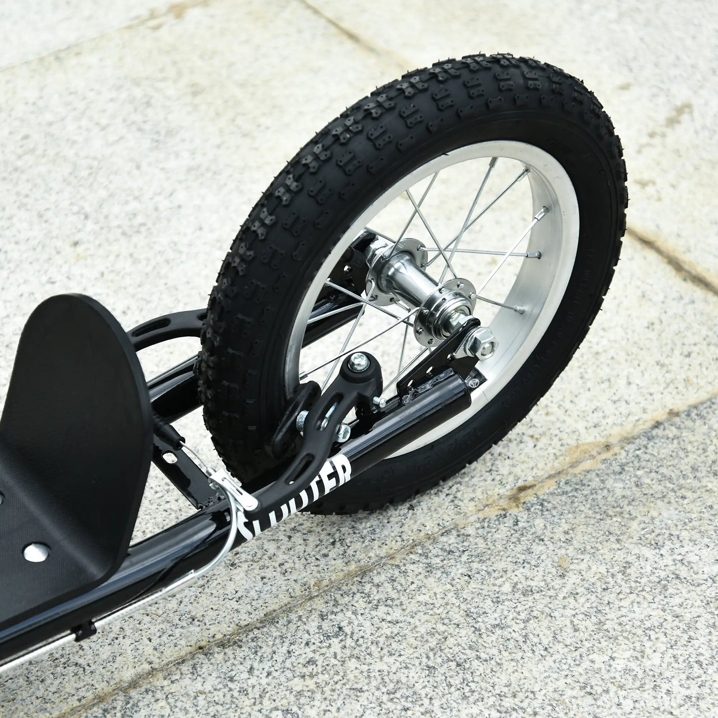 Youth Kick Scooter, Adjustable Handlebar, 16'' Inflatable Wheel, Black Scooters at Gallery Canada