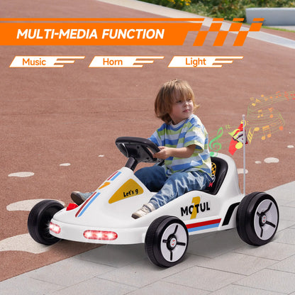 6V Electric Go Kart for Kids, Music Light Horn, White Electric Ride On Toys at Gallery Canada