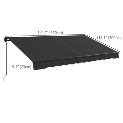 12' x 10' Retractable Awning, UV Resistant Sunshade, Black Patio Awnings at Gallery Canada