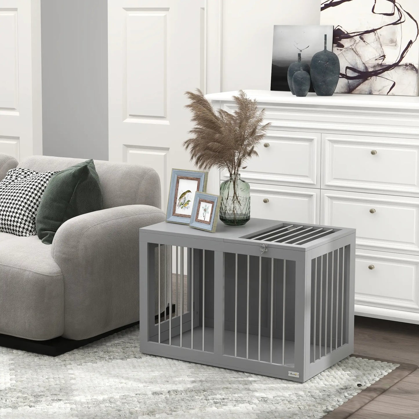 31.5" Dog Crate Furniture, Double Doors, Medium Dogs, Grey Houses, Kennels & Pens at Gallery Canada
