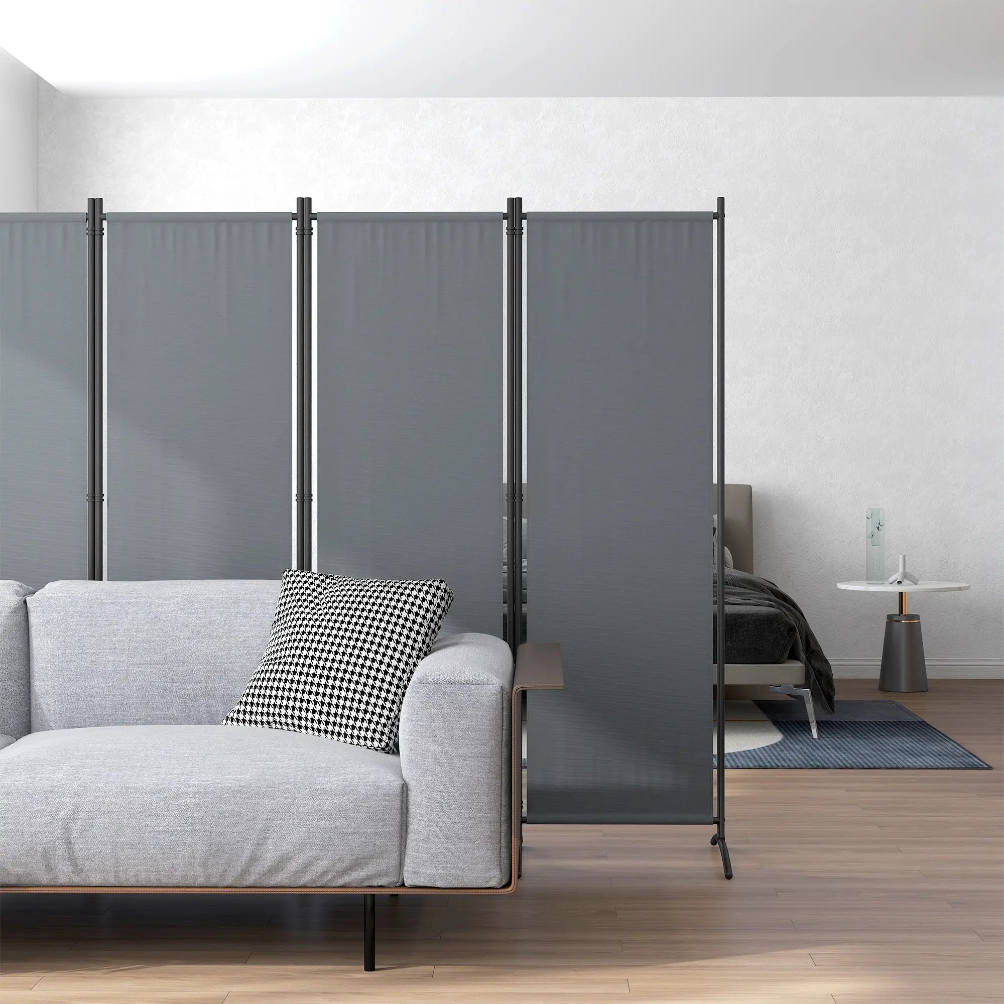 Folding Room Divider, Privacy Screen, 5.6FT Tall, Dark Grey Side Awnings at Gallery Canada