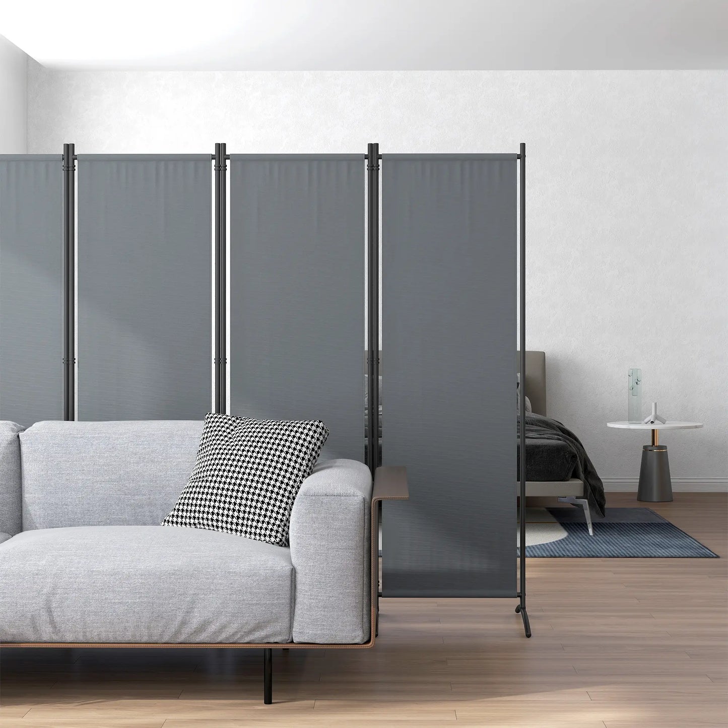 Folding Room Divider, Privacy Screen, 5.6FT Tall, Dark Grey Side Awnings at Gallery Canada